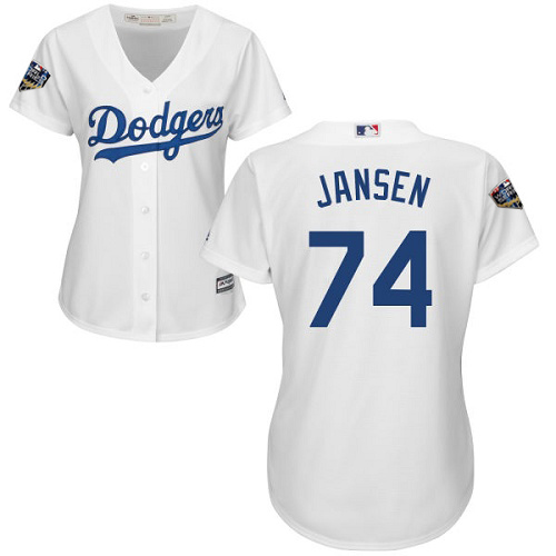 Dodgers #74 Kenley Jansen White Home 2018 World Series Women's Stitched MLB Jersey Dodgers #74 Kenley Jansen White Home 2018 World Series Women's Stitched MLB Jersey