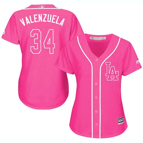 Dodgers #34 Fernando Valenzuela Pink Fashion Women's Stitched MLB Jersey Dodgers #34 Fernando Valenzuela Pink Fashion Women's Stitched MLB Jersey