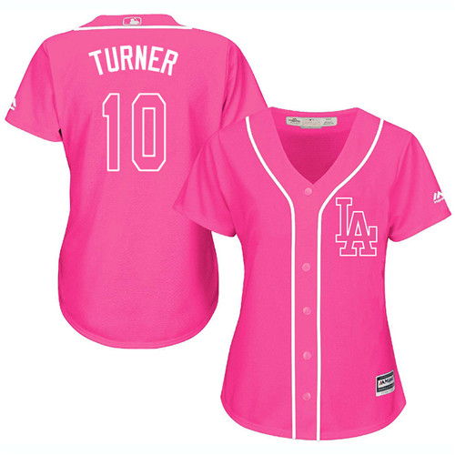 Dodgers #10 Justin Turner Pink Fashion Women's Stitched MLB Jersey Dodgers #10 Justin Turner Pink Fashion Women's Stitched MLB Jersey