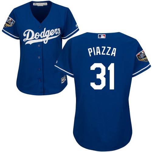 Dodgers #31 Mike Piazza Blue Alternate 2018 World Series Women's Stitched MLB Jersey Dodgers #31 Mike Piazza Blue Alternate 2018 World Series Women's Stitched MLB Jersey