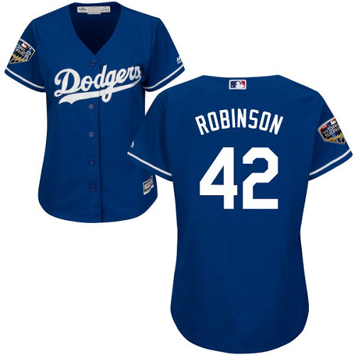 Dodgers #42 Jackie Robinson Blue Alternate 2018 World Series Women's Stitched MLB Jersey Dodgers #42 Jackie Robinson Blue Alternate 2018 World Series Women's Stitched MLB Jersey