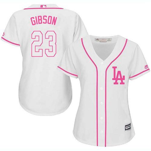 Dodgers #23 Kirk Gibson White/Pink Fashion Women's Stitched MLB Jersey Dodgers #23 Kirk Gibson White/Pink Fashion Women's Stitched MLB Jersey