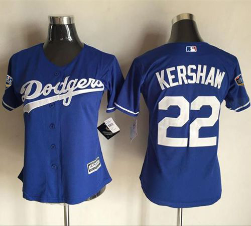Dodgers #22 Clayton Kershaw Blue Alternate 2018 World Series Women's Stitched MLB Jersey Dodgers #22 Clayton Kershaw Blue Alternate 2018 World Series Women's Stitched MLB Jersey