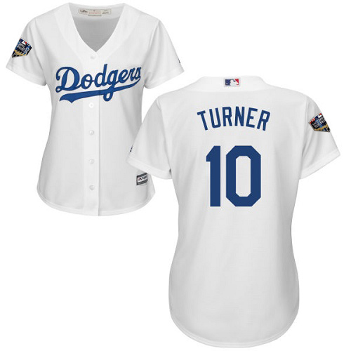Dodgers #10 Justin Turner White Home 2018 World Series Women's Stitched MLB Jersey Dodgers #10 Justin Turner White Home 2018 World Series Women's Stitched MLB Jersey