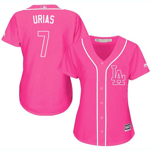 Dodgers #7 Julio Urias Pink Fashion Women's Stitched MLB Jersey Dodgers #7 Julio Urias Pink Fashion Women's Stitched MLB Jersey