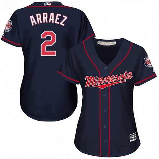 Twins #2 Luis Arraez Navy Blue Alternate Women's Stitched MLB Jersey