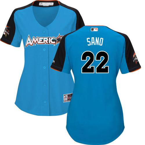 Twins #22 Miguel Sano Blue 2017 All-Star American League Women's Stitched MLB Jersey Twins #22 Miguel Sano Blue 2017 All-Star American League Women's Stitched MLB Jersey
