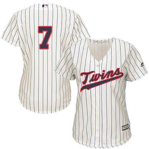 Twins #7 Joe Mauer Cream Strip Alternate Women's Stitched MLB Jersey Twins #7 Joe Mauer Cream Strip Alternate Women's Stitched MLB Jersey