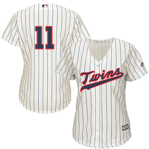 Twins #11 Jorge Polanco Cream Strip Alternate Women's Stitched MLB Jersey Twins #11 Jorge Polanco Cream Strip Alternate Women's Stitched MLB Jersey