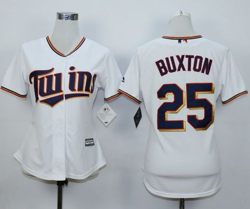 Twins #25 Byron Buxton White Home Women's Stitched MLB Jersey Twins #25 Byron Buxton White Home Women's Stitched MLB Jersey