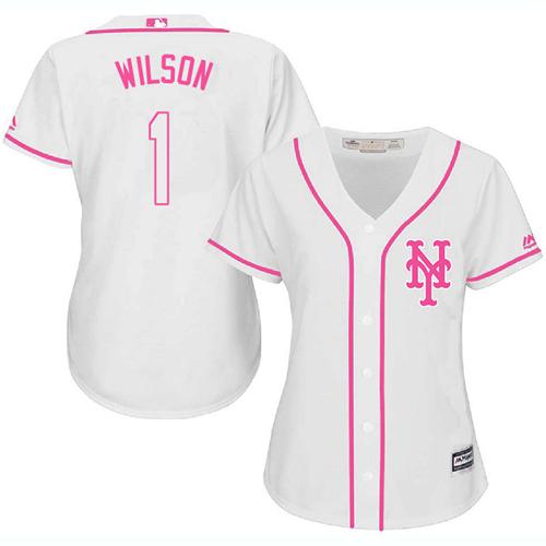 Mets #1 Mookie Wilson White/Pink Fashion Women's Stitched MLB Jersey Mets #1 Mookie Wilson White/Pink Fashion Women's Stitched MLB Jersey