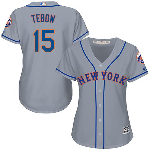Mets #15 Tim Tebow Grey Road Women's Stitched MLB Jersey Mets #15 Tim Tebow Grey Road Women's Stitched MLB Jersey