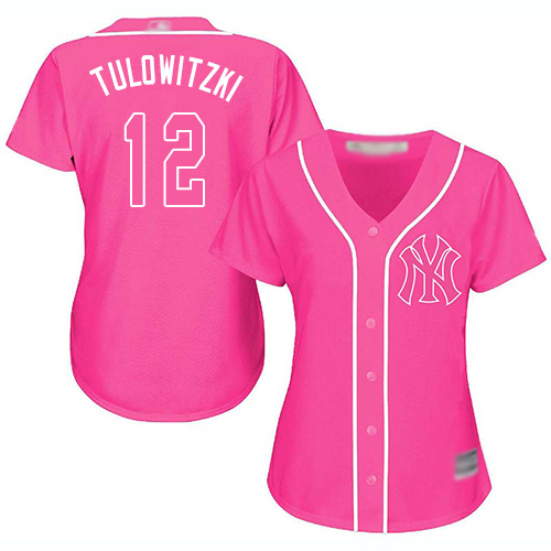 Yankees #12 Troy Tulowitzki Pink Fashion Women's Stitched MLB Jersey Yankees #12 Troy Tulowitzki Pink Fashion Women's Stitched MLB Jersey
