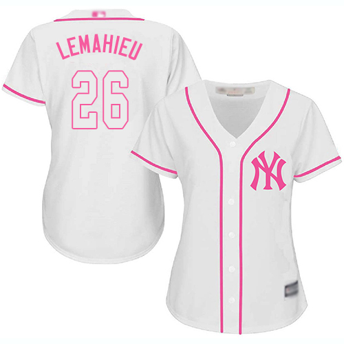 Yankees #26 DJ LeMahieu White/Pink Fashion Women's Stitched MLB Jersey Yankees #26 DJ LeMahieu White/Pink Fashion Women's Stitched MLB Jersey