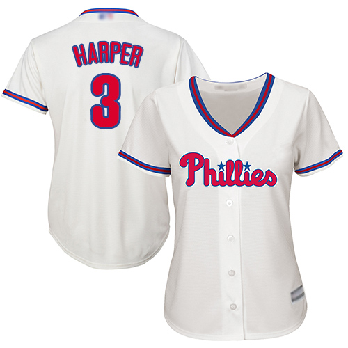 Phillies #3 Bryce Harper Cream Alternate Women's Stitched MLB Jersey Phillies #3 Bryce Harper Cream Alternate Women's Stitched MLB Jersey