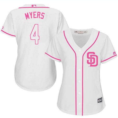 Padres #4 Wil Myers White/Pink Fashion Women's Stitched MLB Jersey Padres #4 Wil Myers White/Pink Fashion Women's Stitched MLB Jersey