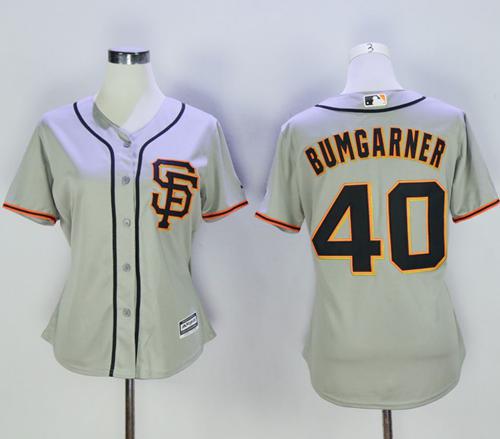 Giants #40 Madison Bumgarner Grey Women's Road 2 Stitched MLB Jersey Giants #40 Madison Bumgarner Grey Women's Road 2 Stitched MLB Jersey
