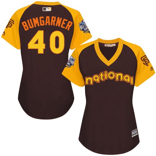 Giants #40 Madison Bumgarner Brown 2016 All-Star National League Women's Stitched MLB Jersey Giants #40 Madison Bumgarner Brown 2016 All-Star National League Women's Stitched MLB Jersey