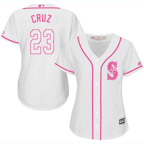 Mariners #23 Nelson Cruz White/Pink Fashion Women's Stitched MLB Jersey Mariners #23 Nelson Cruz White/Pink Fashion Women's Stitched MLB Jersey