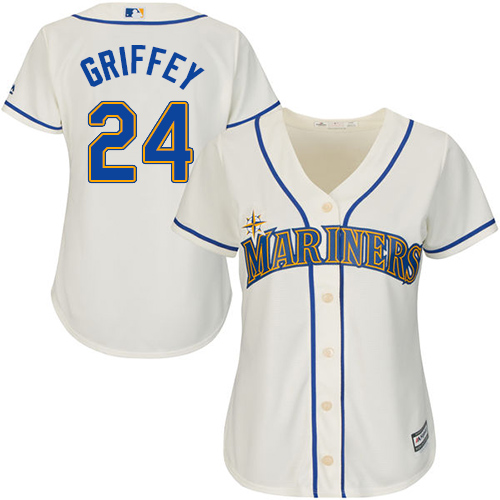 Mariners #24 Ken Griffey Cream Alternate Women's Stitched MLB Jersey Mariners #24 Ken Griffey Cream Alternate Women's Stitched MLB Jersey