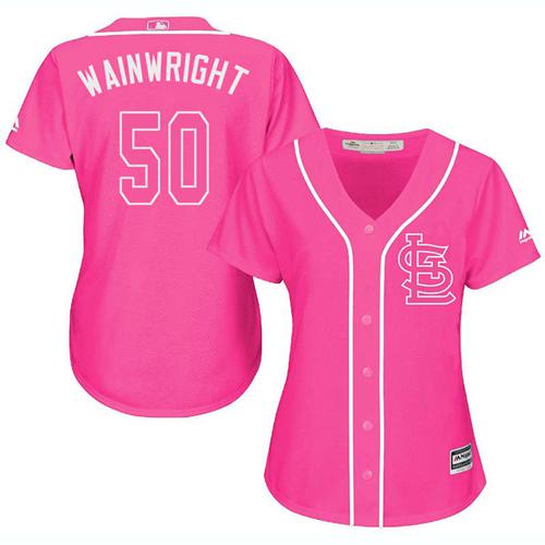 Cardinals #50 Adam Wainwright Pink Fashion Women's Stitched MLB Jersey Cardinals #50 Adam Wainwright Pink Fashion Women's Stitched MLB Jersey