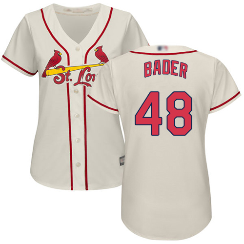 Cardinals #48 Harrison Bader Cream Alternate Women's Stitched MLB Jersey Cardinals #48 Harrison Bader Cream Alternate Women's Stitched MLB Jersey
