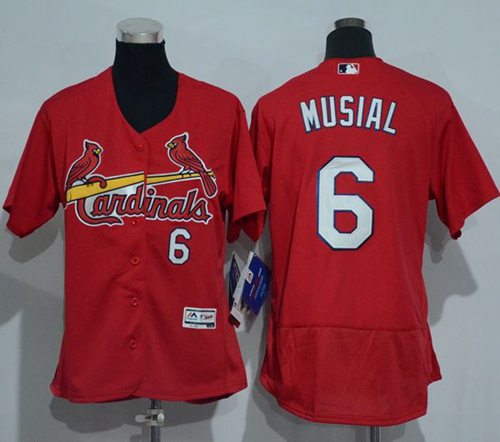 Cardinals #6 Stan Musial Red Flexbase Authentic Women's Stitched MLB Jersey Cardinals #6 Stan Musial Red Flexbase Authentic Women's Stitched MLB Jersey