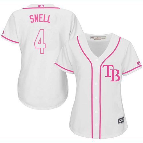 Rays #4 Blake Snell White/Pink Fashion Women's Stitched MLB Jersey Rays #4 Blake Snell White/Pink Fashion Women's Stitched MLB Jersey