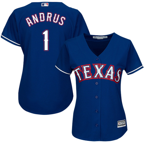 Rangers #1 Elvis Andrus Blue Alternate Women's Stitched MLB Jersey Rangers #1 Elvis Andrus Blue Alternate Women's Stitched MLB Jersey