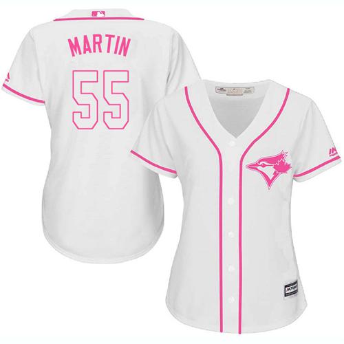 Blue Jays #55 Russell Martin White/Pink Fashion Women's Stitched MLB Jersey Blue Jays #55 Russell Martin White/Pink Fashion Women's Stitched MLB Jersey