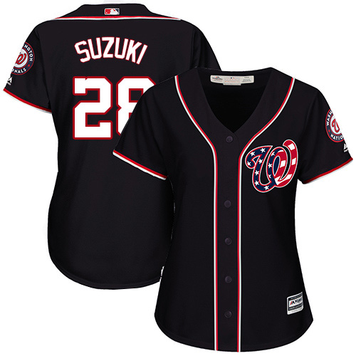 Nationals #28 Kurt Suzuki Navy Blue Alternate Women's Stitched MLB Jersey Nationals #28 Kurt Suzuki Navy Blue Alternate Women's Stitched MLB Jersey
