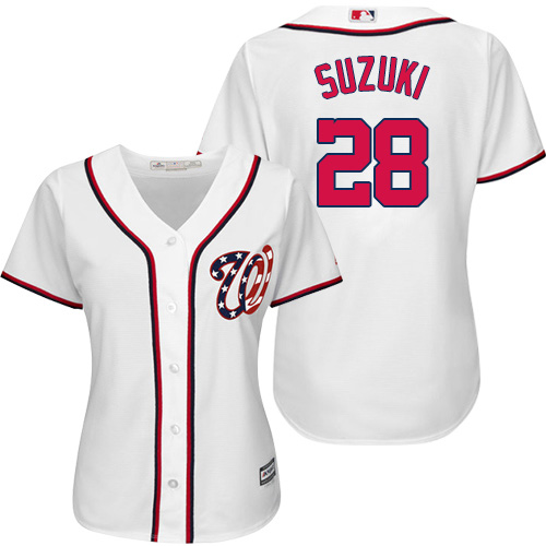 Nationals #28 Kurt Suzuki White Home Women's Stitched MLB Jersey Nationals #28 Kurt Suzuki White Home Women's Stitched MLB Jersey