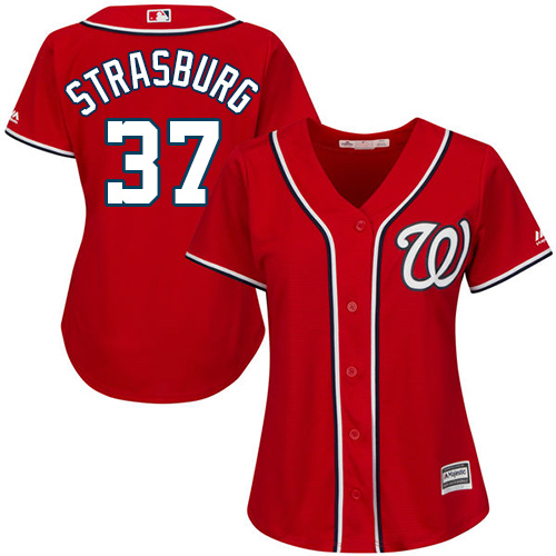 Nationals #37 Stephen Strasburg Red Alternate Women's Stitched MLB Jersey Nationals #37 Stephen Strasburg Red Alternate Women's Stitched MLB Jersey