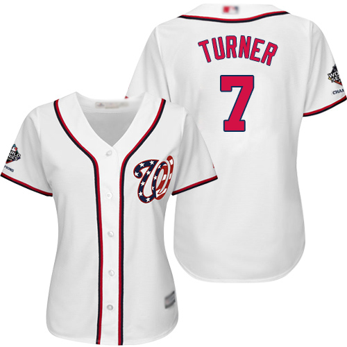 Nationals #7 Trea Turner White Home 2019 World Series Champions Women's Stitched MLB Jersey Nationals #7 Trea Turner White Home 2019 World Series Champions Women's Stitched MLB Jersey