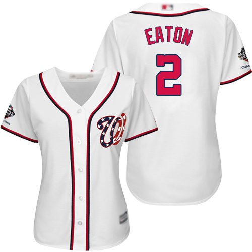 Nationals #2 Adam Eaton White Home 2019 World Series Champions Women's Stitched MLB Jersey Nationals #2 Adam Eaton White Home 2019 World Series Champions Women's Stitched MLB Jersey