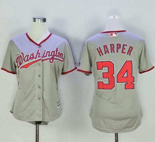 Nationals #34 Bryce Harper Grey Women's Road Stitched MLB Jersey Nationals #34 Bryce Harper Grey Women's Road Stitched MLB Jersey