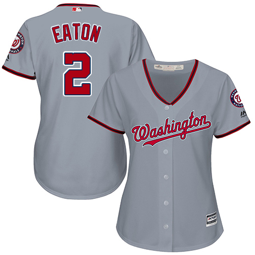 Nationals #2 Adam Eaton Grey Road Women's Stitched MLB Jersey Nationals #2 Adam Eaton Grey Road Women's Stitched MLB Jersey
