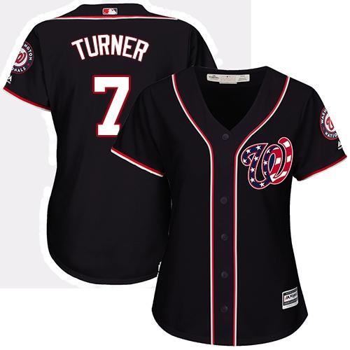 Nationals #7 Trea Turner Navy Blue Alternate Women's Stitched MLB Jersey Nationals #7 Trea Turner Navy Blue Alternate Women's Stitched MLB Jersey