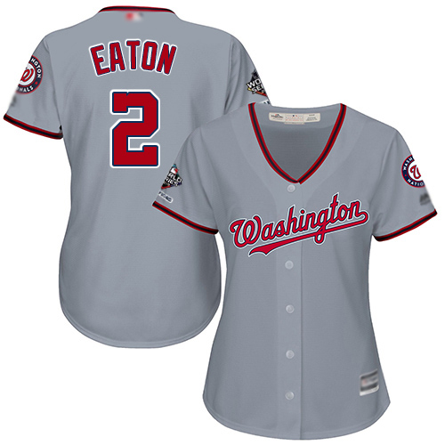 Nationals #2 Adam Eaton Grey Road 2019 World Series Champions Women's Stitched MLB Jersey Nationals #2 Adam Eaton Grey Road 2019 World Series Champions Women's Stitched MLB Jersey