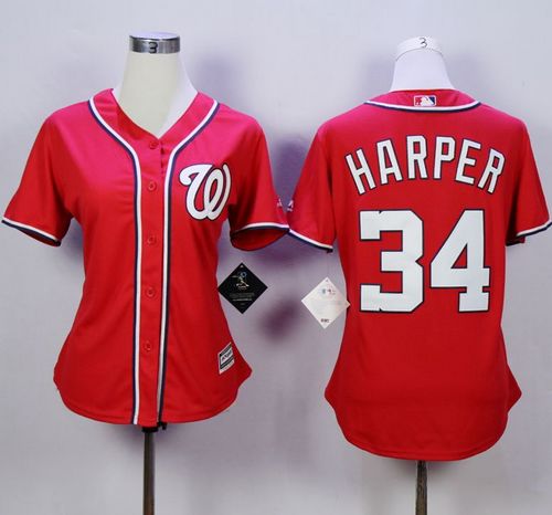 Nationals #34 Bryce Harper Red Alternate 1 Women's Stitched MLB Jersey Nationals #34 Bryce Harper Red Alternate 1 Women's Stitched MLB Jersey