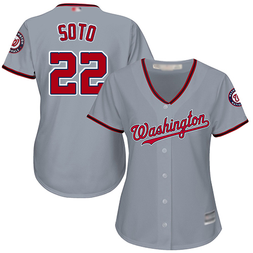 Nationals #22 Juan Soto Grey Road Women's Stitched MLB Jersey