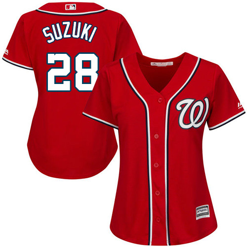 Nationals #28 Kurt Suzuki Red Alternate Women's Stitched MLB Jersey Nationals #28 Kurt Suzuki Red Alternate Women's Stitched MLB Jersey