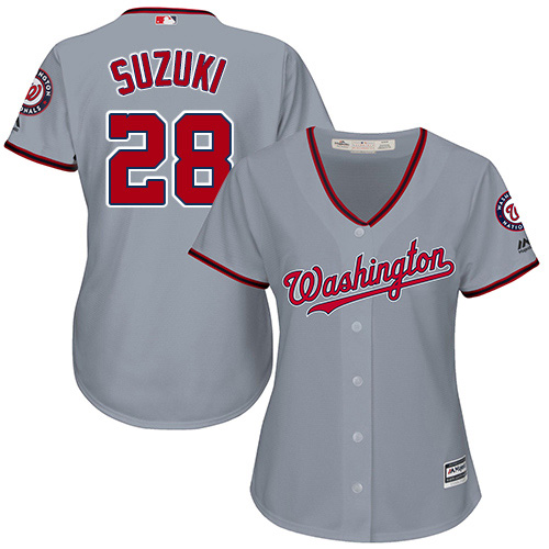 Nationals #28 Kurt Suzuki Grey Road Women's Stitched MLB Jersey Nationals #28 Kurt Suzuki Grey Road Women's Stitched MLB Jersey