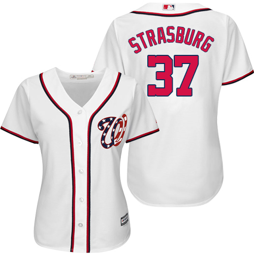 Nationals #37 Stephen Strasburg White Women's Fashion Stitched MLB Jersey Nationals #37 Stephen Strasburg White Women's Fashion Stitched MLB Jersey