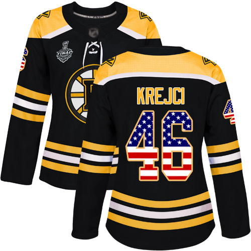 Adidas Bruins #46 David Krejci Black Home Authentic USA Flag Stanley Cup Final Bound Women's Stitched NHL Jersey Adidas Bruins #46 David Krejci Black Home Authentic USA Flag Stanley Cup Final Bound Women's Stitched NHL Jersey