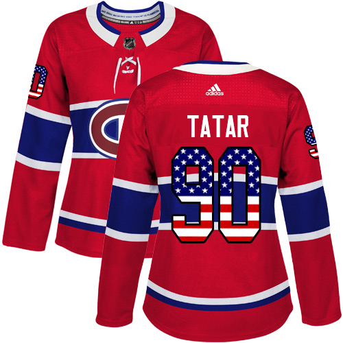 Adidas Canadiens #90 Tomas Tatar Red Home Authentic USA Flag Women's Stitched NHL Jersey Adidas Canadiens #90 Tomas Tatar Red Home Authentic USA Flag Women's Stitched NHL Jersey