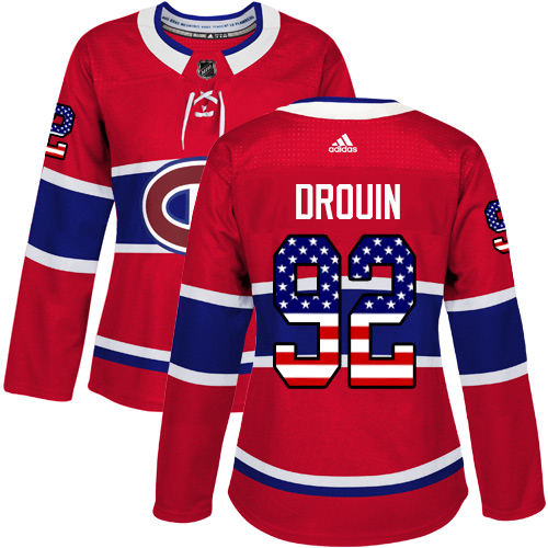 Adidas Canadiens #92 Jonathan Drouin Red Home Authentic USA Flag Women's Stitched NHL Jersey Adidas Canadiens #92 Jonathan Drouin Red Home Authentic USA Flag Women's Stitched NHL Jersey