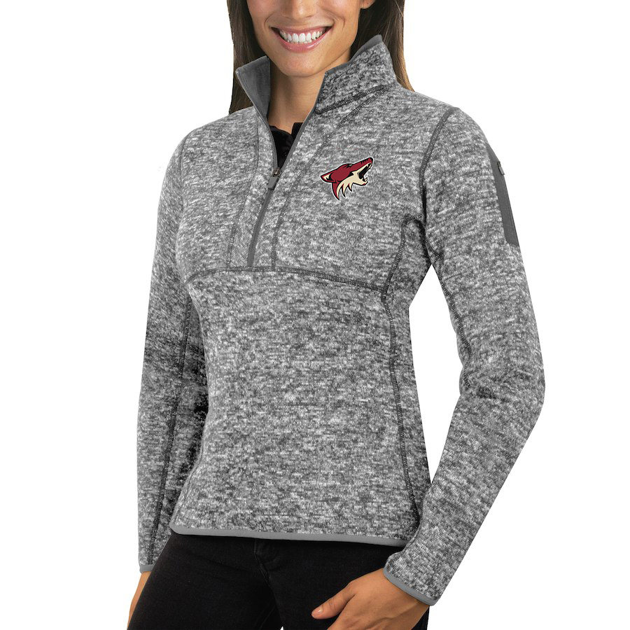 Arizona Coyotes Antigua Women's Fortune 1/2-Zip Pullover Sweater Black Arizona Coyotes Antigua Women's Fortune 1/2-Zip Pullover Sweater Black