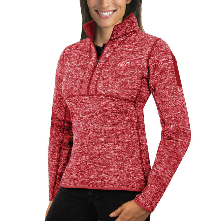 Detroit Red Wings Antigua Women's Fortune 1/2-Zip Pullover Sweater Red Detroit Red Wings Antigua Women's Fortune 1/2-Zip Pullover Sweater Red
