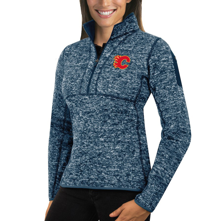 Calgary Flames Antigua Women's Fortune 1/2-Zip Pullover Sweater Royal Calgary Flames Antigua Women's Fortune 1/2-Zip Pullover Sweater Royal